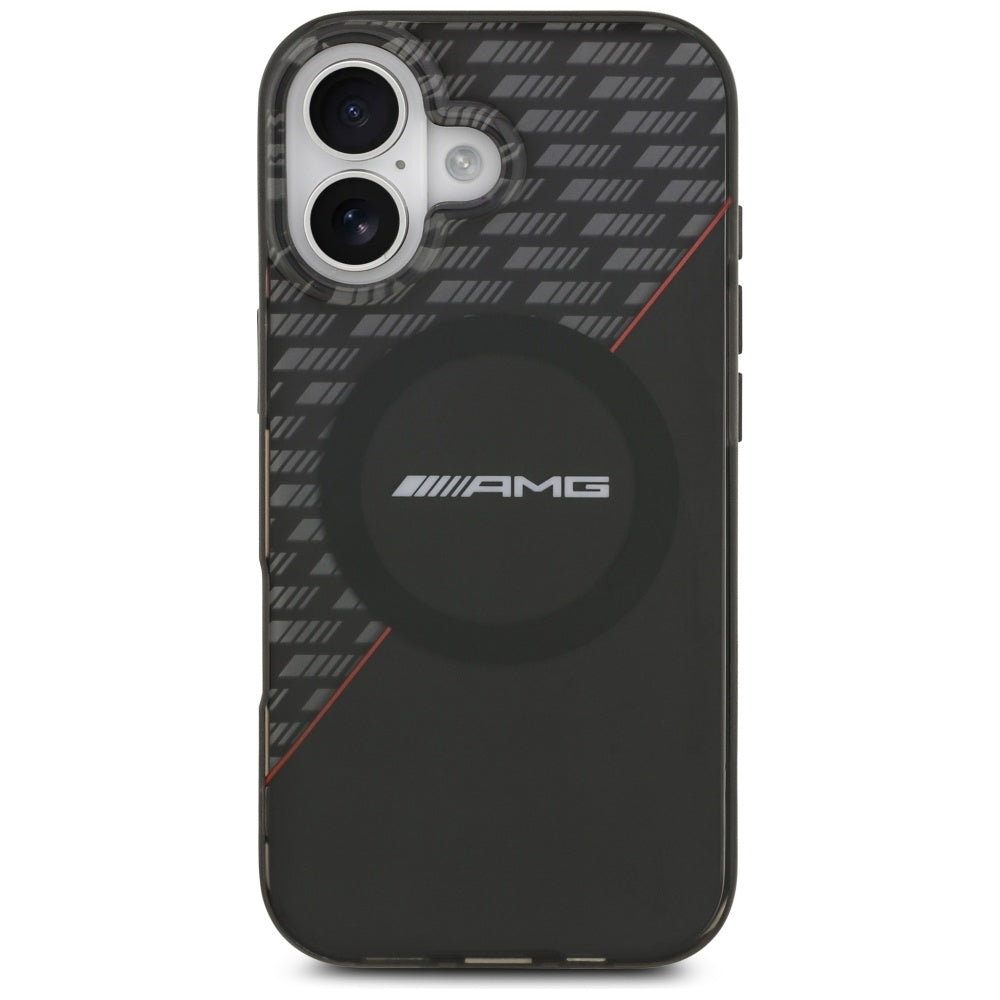 AMG Double Layer Transparent Rhombs MagSafe Case for iPhone 17 - Black and Red_2