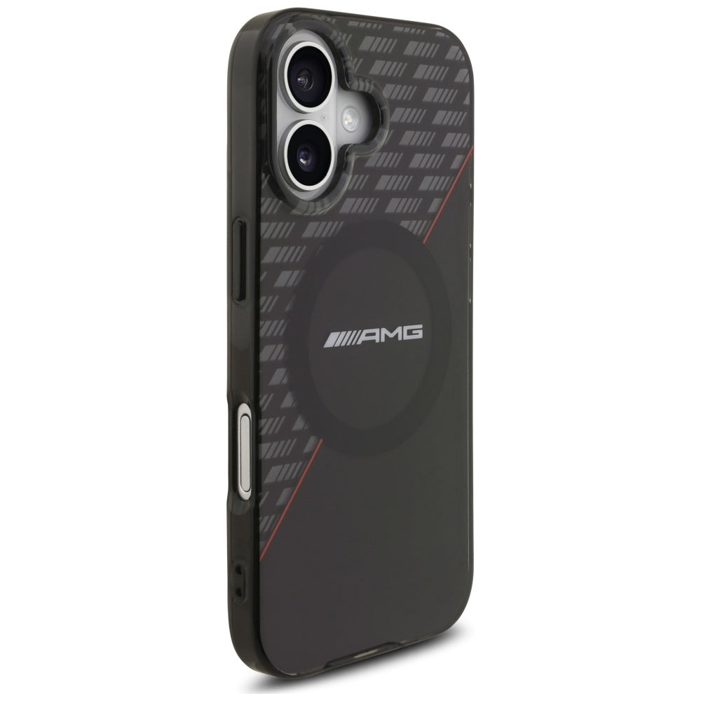 AMG Double Layer Transparent Rhombs MagSafe Case for iPhone 17 - Black and Red_3