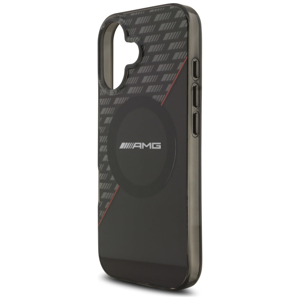 AMG Double Layer Transparent Rhombs MagSafe Case for iPhone 17 - Black and Red_5