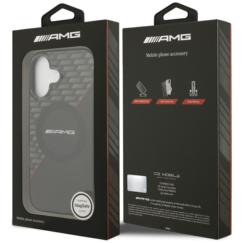 AMG Double Layer Transparent Rhombs MagSafe Case for iPhone 17 - Black and Red_7
