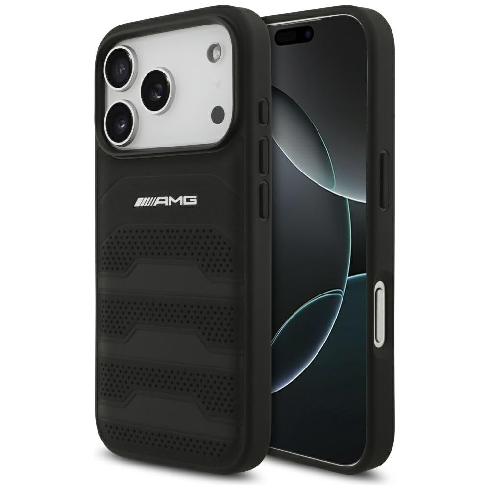 AMG Leather Debossed Lines Logo Case for iPhone 17 Pro - Black_0