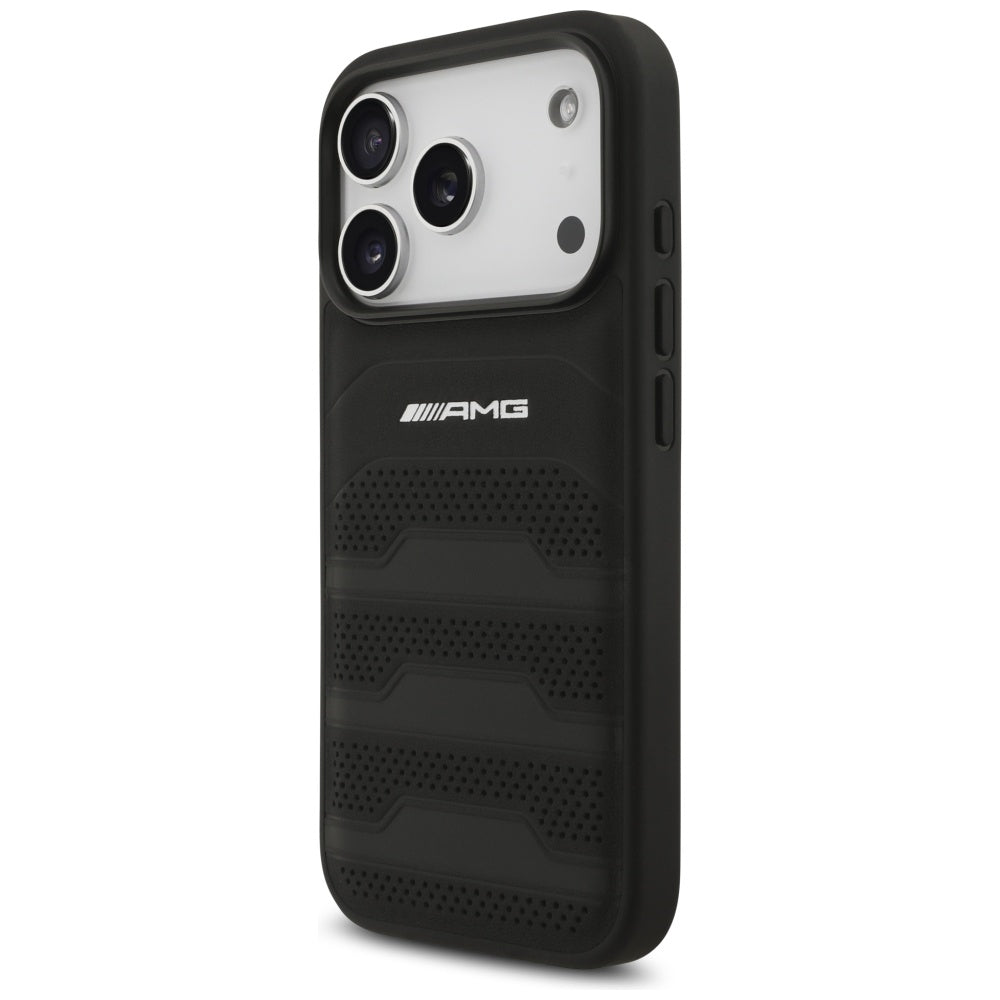 AMG Leather Debossed Lines Logo Case for iPhone 17 Pro - Black_1