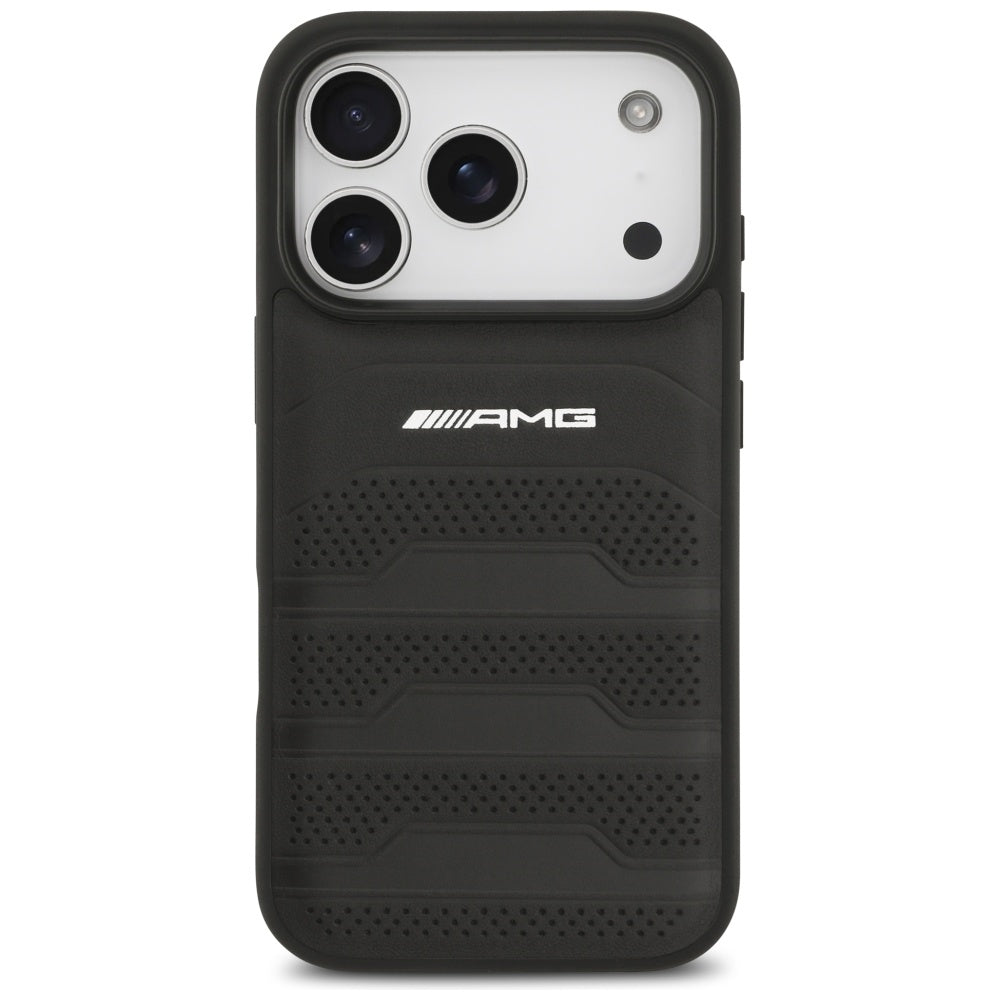 AMG Leather Debossed Lines Logo Case for iPhone 17 Pro - Black_2