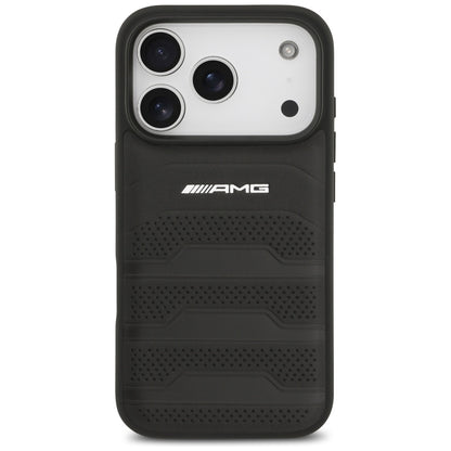 AMG Leather Debossed Lines Logo Case for iPhone 17 Pro - Black_2