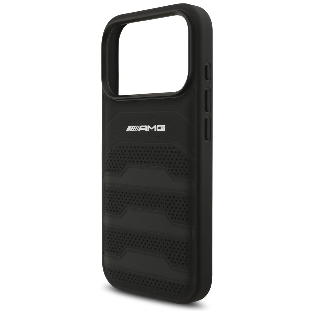 AMG Leather Debossed Lines Logo Case for iPhone 17 Pro - Black_5