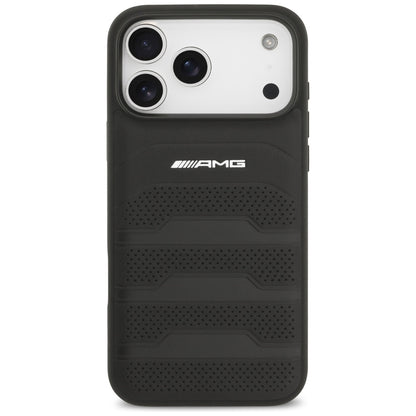 AMG Leather Debossed Lines Logo Case for iPhone 17 Pro Max - Black_2
