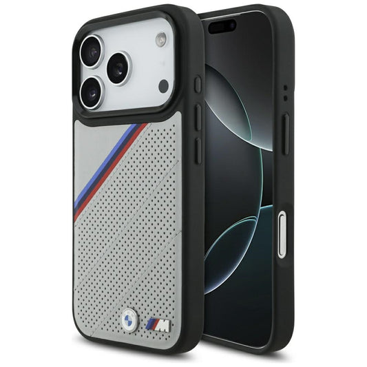 BMW M Tricolor Metal Logo MagSafe Case for iPhone 17 Pro - Gray_0