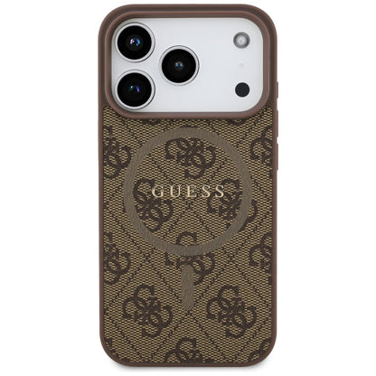Guess 4G Ring Classic Logo MagSafe Case for iPhone 17 Pro - Brown_2