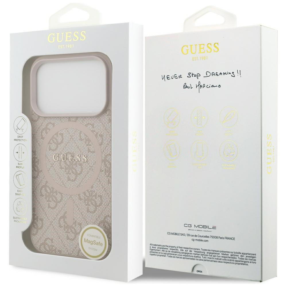 Guess 4G Ring Classic Logo MagSafe Case for iPhone 17 Pro - Pink_7