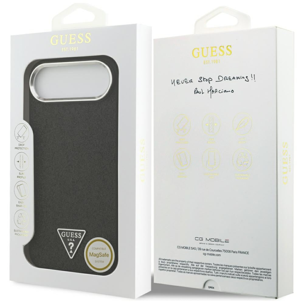 Guess Glitter Triangle Logo MagSafe Case for iPhone 17 Air - Black_7