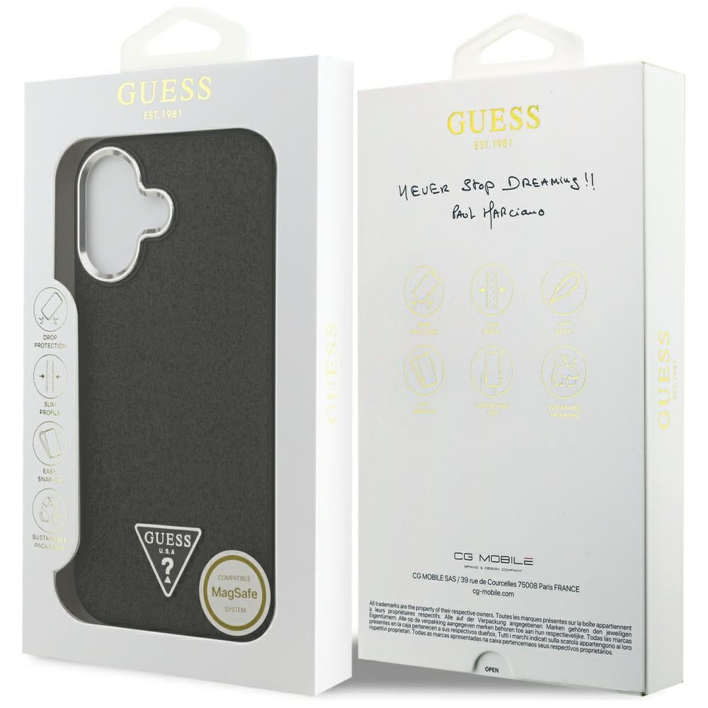 Guess Glitter Triangle Logo MagSafe Case for iPhone 17 - Black_7