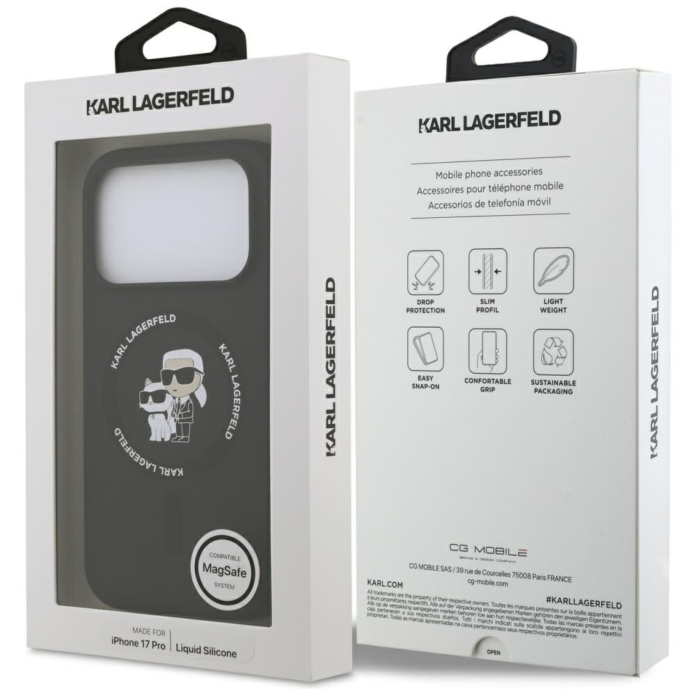 Karl Lagerfeld Silicone Karl&amp;Choupette Ring MagSafe Case for iPhone 17 Pro - Black_7