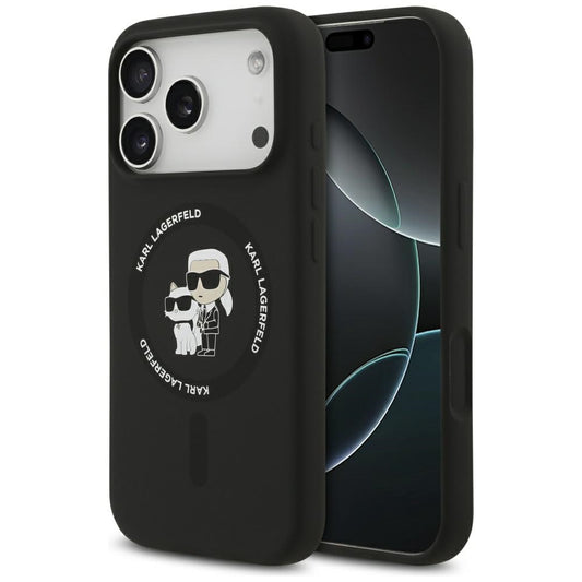 Karl Lagerfeld Silicone Karl&amp;Choupette Ring MagSafe Case for iPhone 17 Pro Max - Black_0
