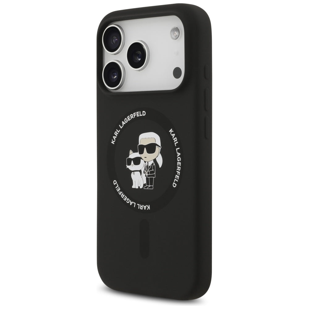 Karl Lagerfeld Silicone Karl&amp;Choupette Ring MagSafe Case for iPhone 17 Pro Max - Black_1