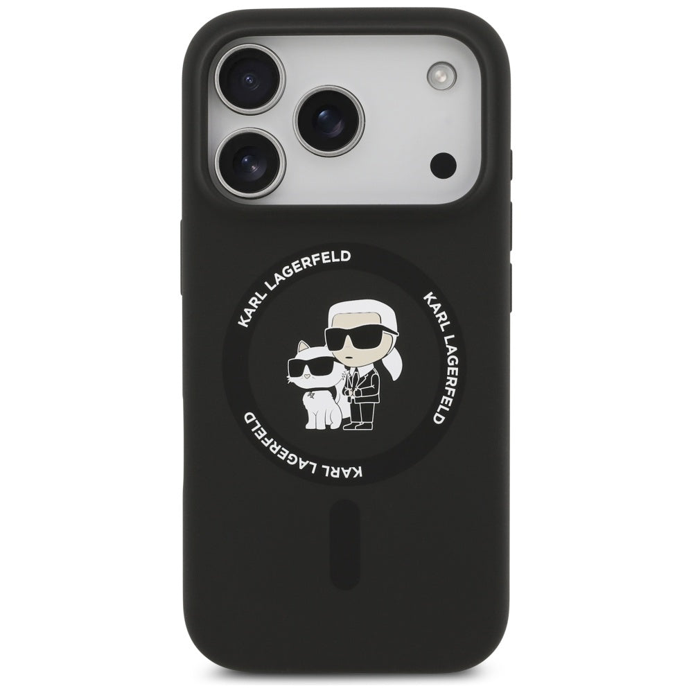 Karl Lagerfeld Silicone Karl&amp;Choupette Ring MagSafe Case for iPhone 17 Pro Max - Black_2