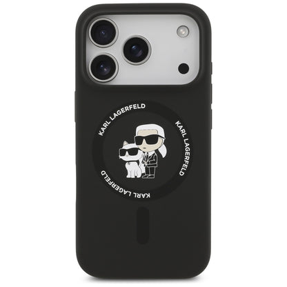 Karl Lagerfeld Silicone Karl&amp;Choupette Ring MagSafe Case for iPhone 17 Pro Max - Black_2