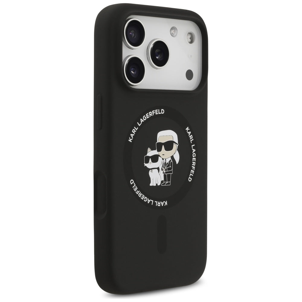 Karl Lagerfeld Silicone Karl&amp;Choupette Ring MagSafe Case for iPhone 17 Pro Max - Black_3