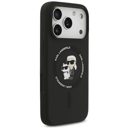 Karl Lagerfeld Silicone Karl&amp;Choupette Ring MagSafe Case for iPhone 17 Pro Max - Black_3