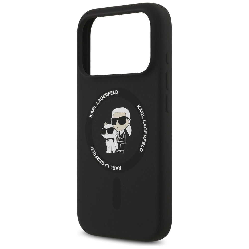 Karl Lagerfeld Silicone Karl&amp;Choupette Ring MagSafe Case for iPhone 17 Pro Max - Black_5
