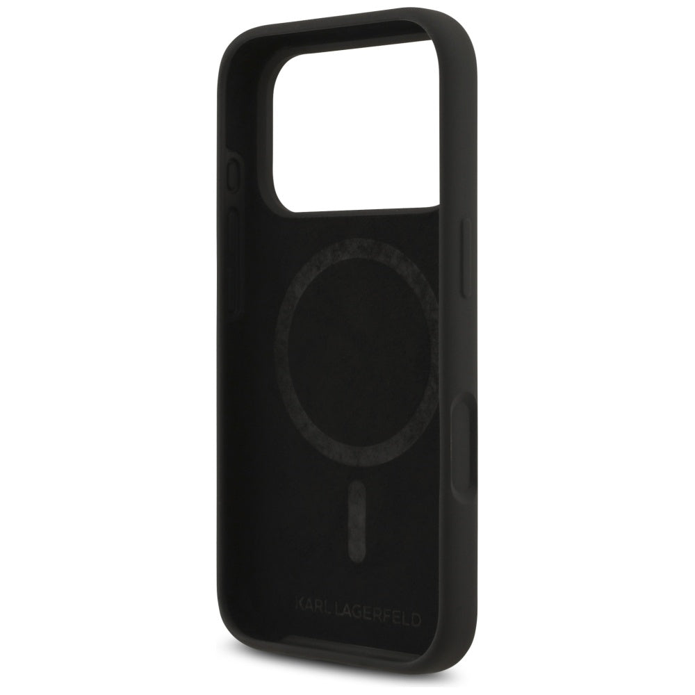 Karl Lagerfeld Silicone Karl&amp;Choupette Ring MagSafe Case for iPhone 17 Pro Max - Black_6