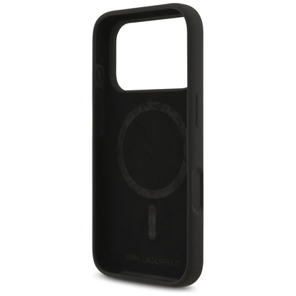 Karl Lagerfeld Silicone Karl&amp;Choupette Ring MagSafe Case for iPhone 17 Pro Max - Black_6