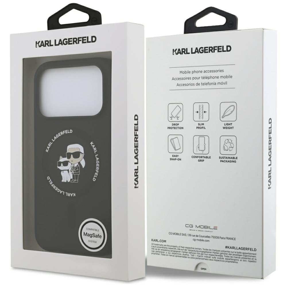 Karl Lagerfeld Silicone Karl&amp;Choupette Ring MagSafe Case for iPhone 17 Pro Max - Black_7