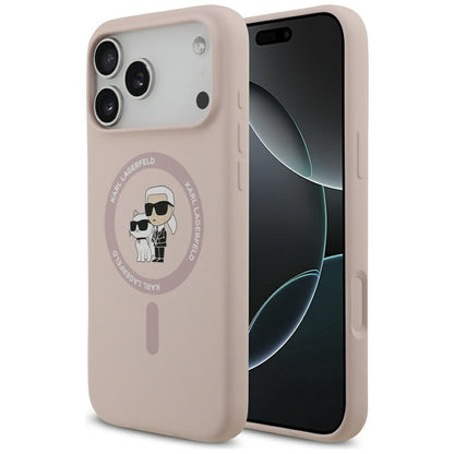 Karl Lagerfeld Silicone Karl&amp;Choupette Ring MagSafe Case for iPhone 17 Pro Max - Pink_0