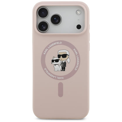 Karl Lagerfeld Silicone Karl&amp;Choupette Ring MagSafe Case for iPhone 17 Pro Max - Pink_2