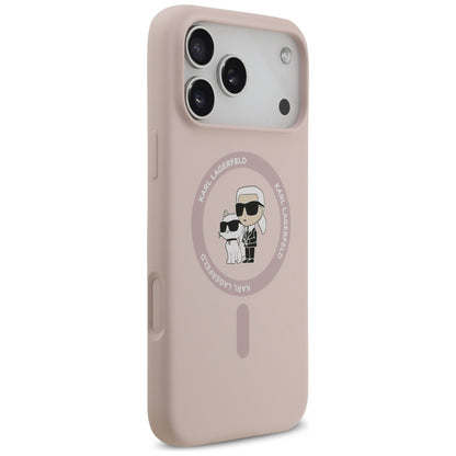 Karl Lagerfeld Silicone Karl&amp;Choupette Ring MagSafe Case for iPhone 17 Pro Max - Pink_3