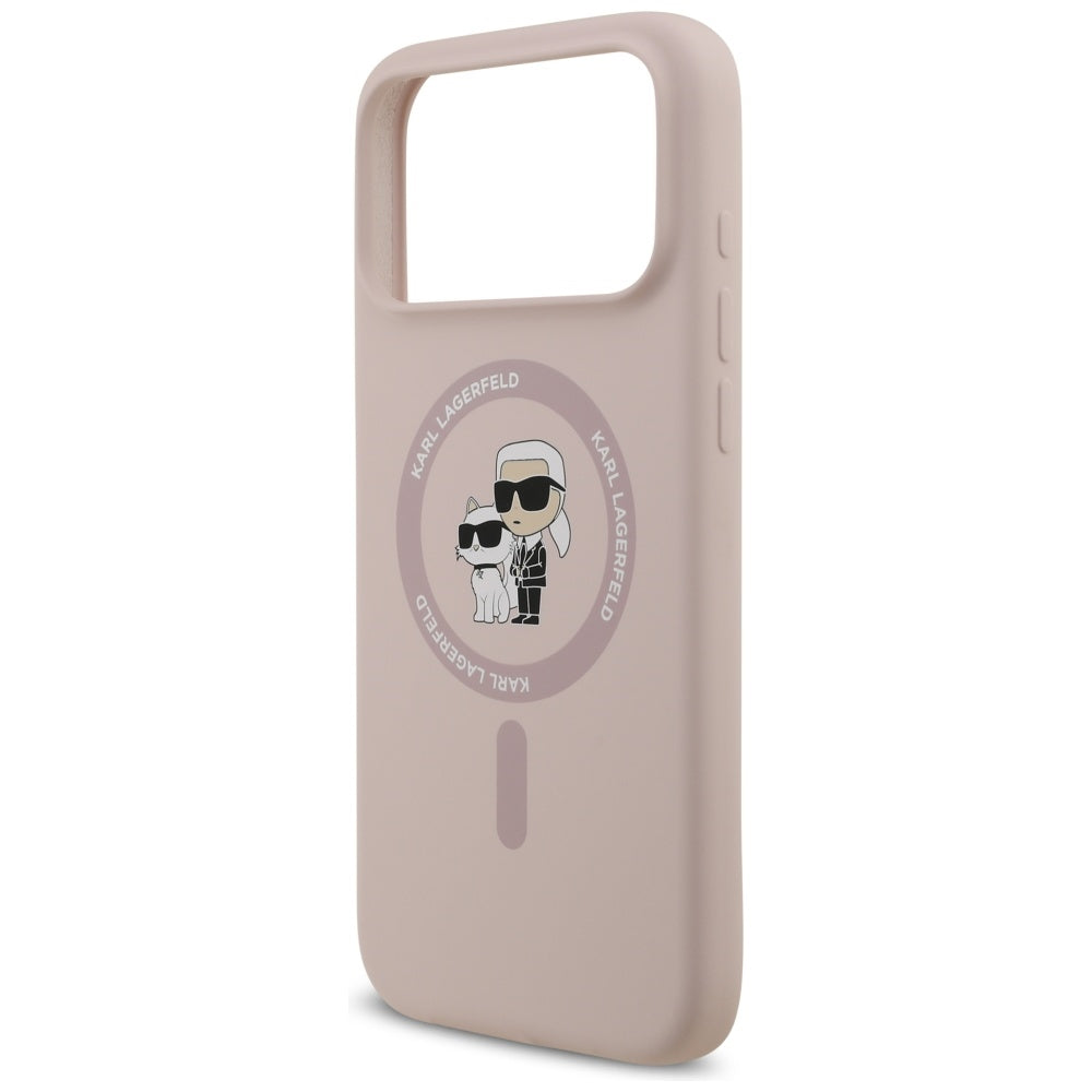 Karl Lagerfeld Silicone Karl&amp;Choupette Ring MagSafe Case for iPhone 17 Pro Max - Pink_5
