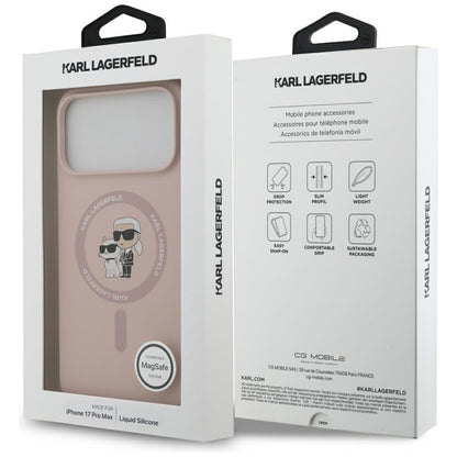 Karl Lagerfeld Silicone Karl&amp;Choupette Ring MagSafe Case for iPhone 17 Pro Max - Pink_7
