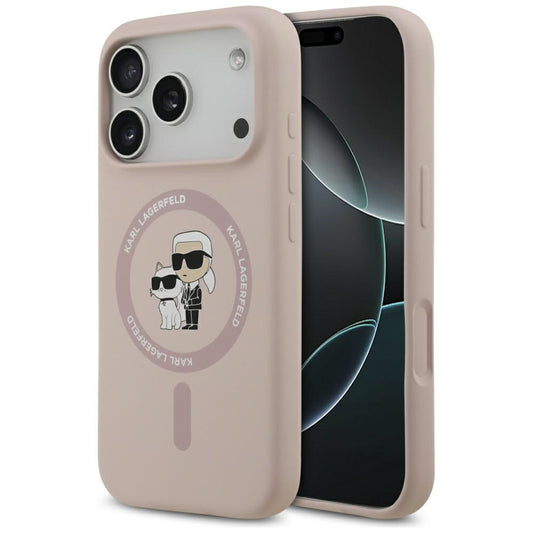 Karl Lagerfeld Silicone Karl&amp;Choupette Ring MagSafe Case for iPhone 17 Pro - Pink_0