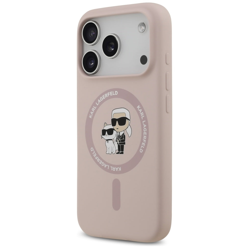 Karl Lagerfeld Silicone Karl&amp;Choupette Ring MagSafe Case for iPhone 17 Pro - Pink_1