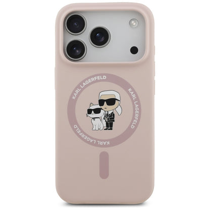 Karl Lagerfeld Silicone Karl&amp;Choupette Ring MagSafe Case for iPhone 17 Pro - Pink_2