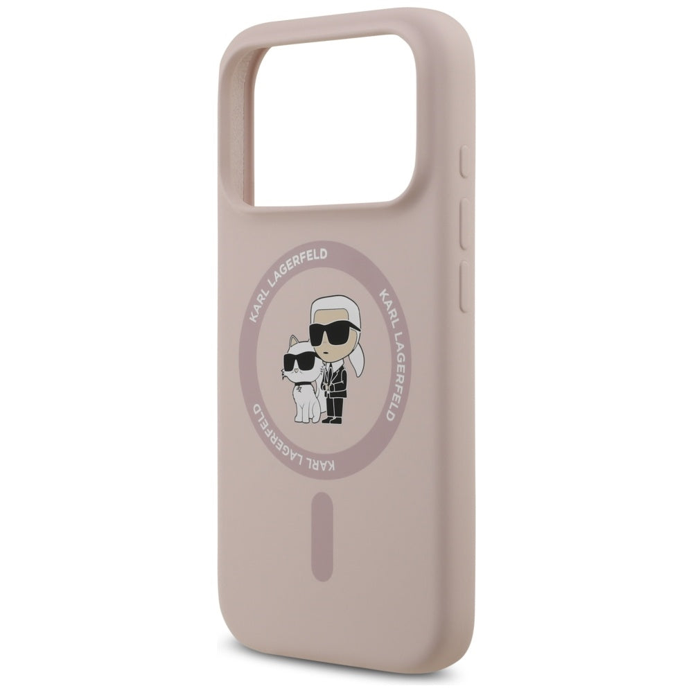 Karl Lagerfeld Silicone Karl&amp;Choupette Ring MagSafe Case for iPhone 17 Pro - Pink_5