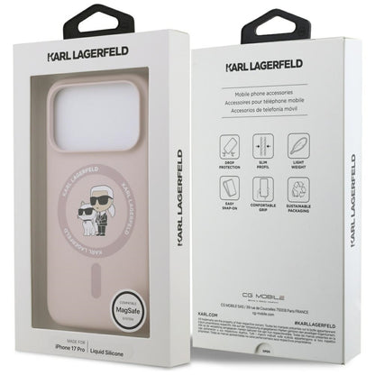 Karl Lagerfeld Silicone Karl&amp;Choupette Ring MagSafe Case for iPhone 17 Pro - Pink_7