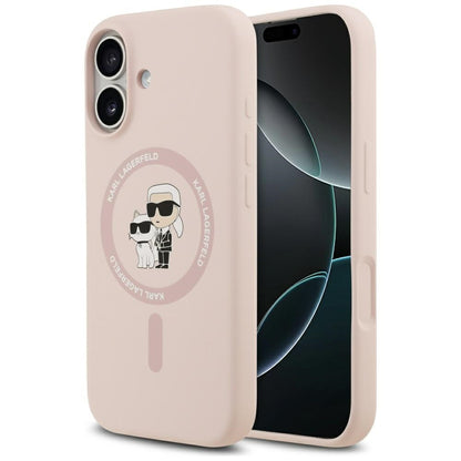Karl Lagerfeld Silicone Karl&amp;Choupette Ring MagSafe Case for iPhone 17 - Pink_0