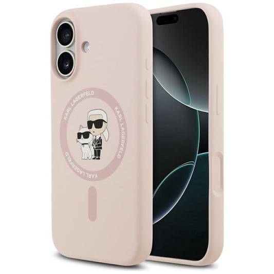 Karl Lagerfeld Silicone Karl&amp;Choupette Ring MagSafe Case for iPhone 17 - Pink_0