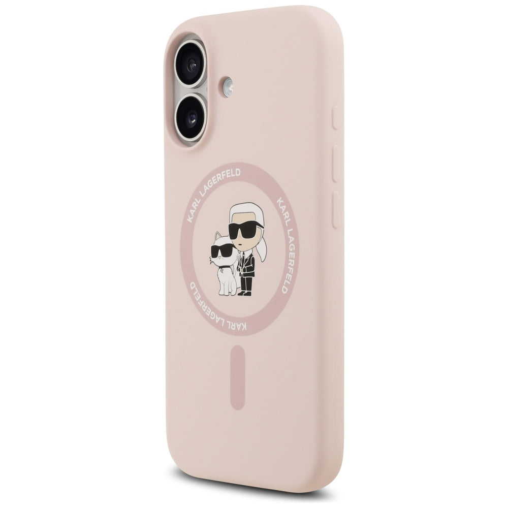 Karl Lagerfeld Silicone Karl&amp;Choupette Ring MagSafe Case for iPhone 17 - Pink_1