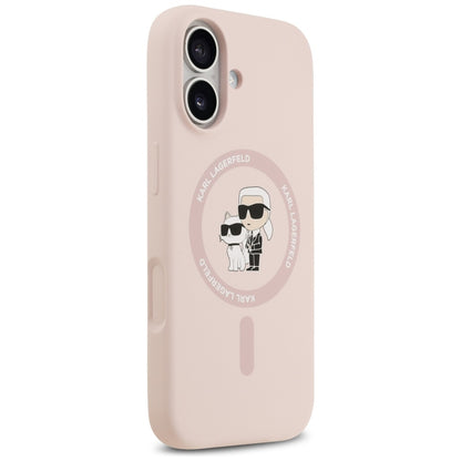 Karl Lagerfeld Silicone Karl&amp;Choupette Ring MagSafe Case for iPhone 17 - Pink_3