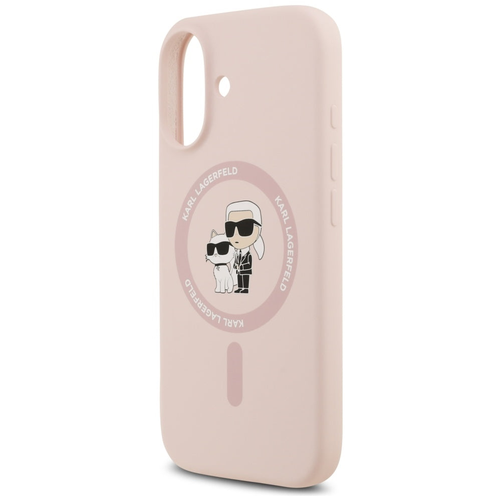 Karl Lagerfeld Silicone Karl&amp;Choupette Ring MagSafe Case for iPhone 17 - Pink_5