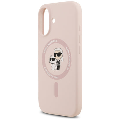 Karl Lagerfeld Silicone Karl&amp;Choupette Ring MagSafe Case for iPhone 17 - Pink_5