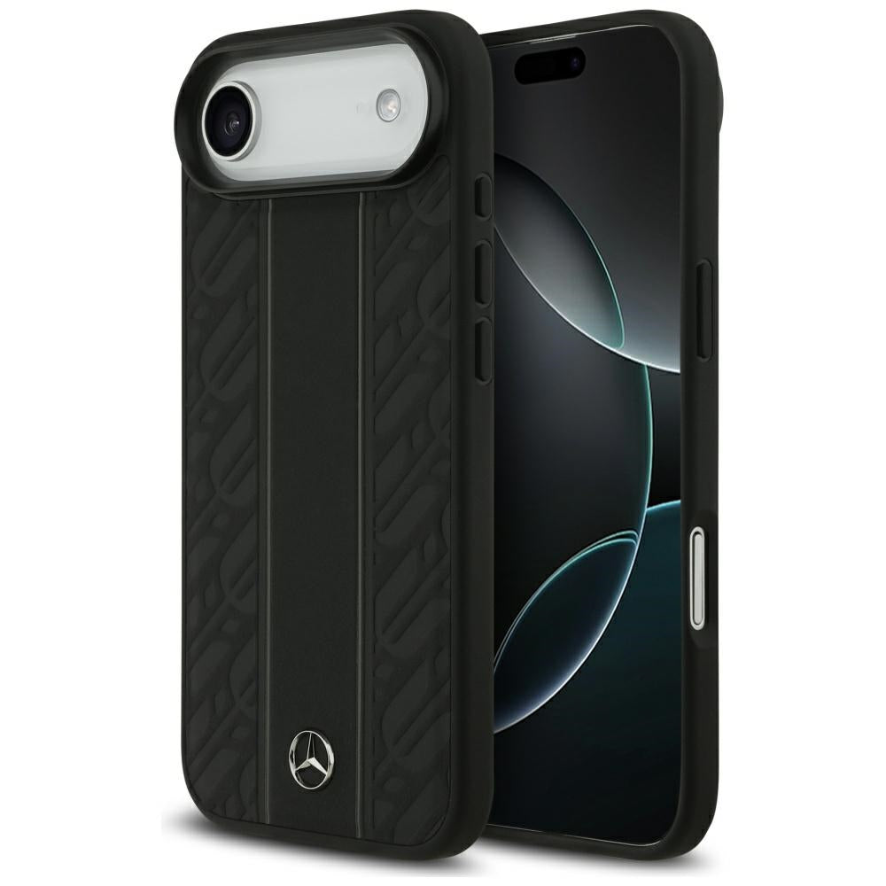 Mercedes Leather Laurel Leaves Stripes MagSafe Case for iPhone 17 Air - Black_0