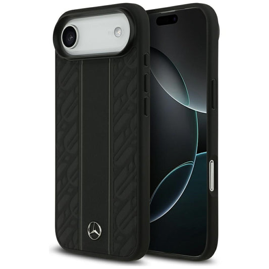 Mercedes Leather Laurel Leaves Stripes MagSafe Case for iPhone 17 Air - Black_0