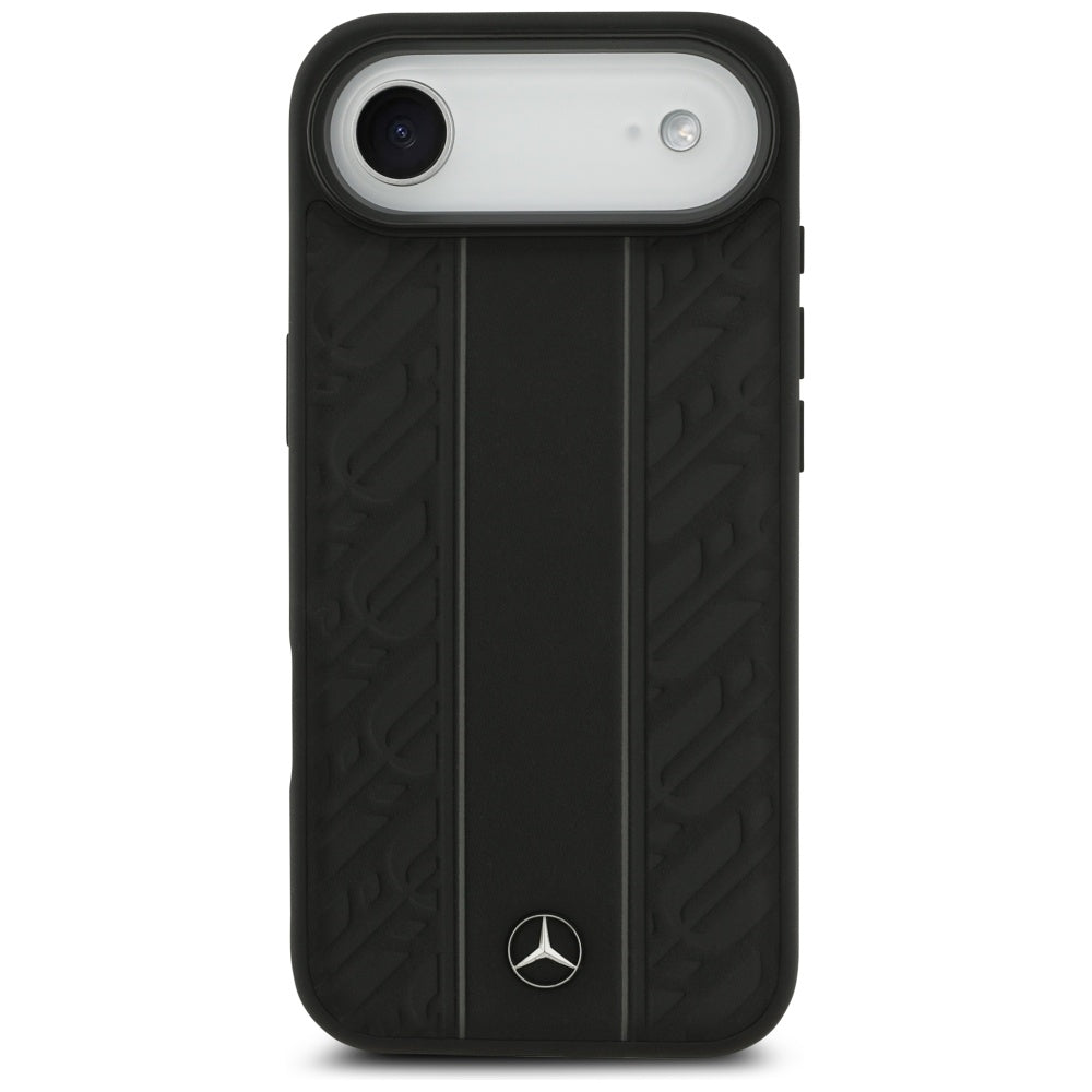 Mercedes Leather Laurel Leaves Stripes MagSafe Case for iPhone 17 Air - Black_2