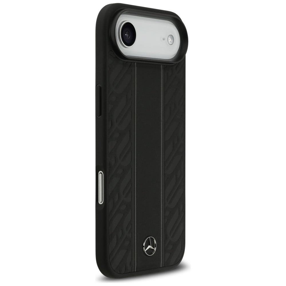 Mercedes Leather Laurel Leaves Stripes MagSafe Case for iPhone 17 Air - Black_3