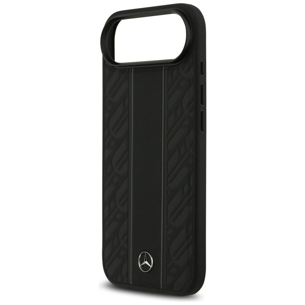 Mercedes Leather Laurel Leaves Stripes MagSafe Case for iPhone 17 Air - Black_5