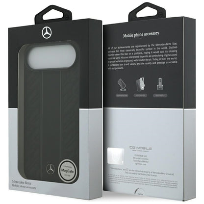 Mercedes Leather Laurel Leaves Stripes MagSafe Case for iPhone 17 Air - Black_7