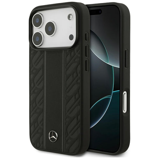 Mercedes Leather Laurel Leaves Stripes MagSafe Case for iPhone 17 Pro - Black_0