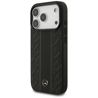 Mercedes Leather Laurel Leaves Stripes MagSafe Case for iPhone 17 Pro - Black_1